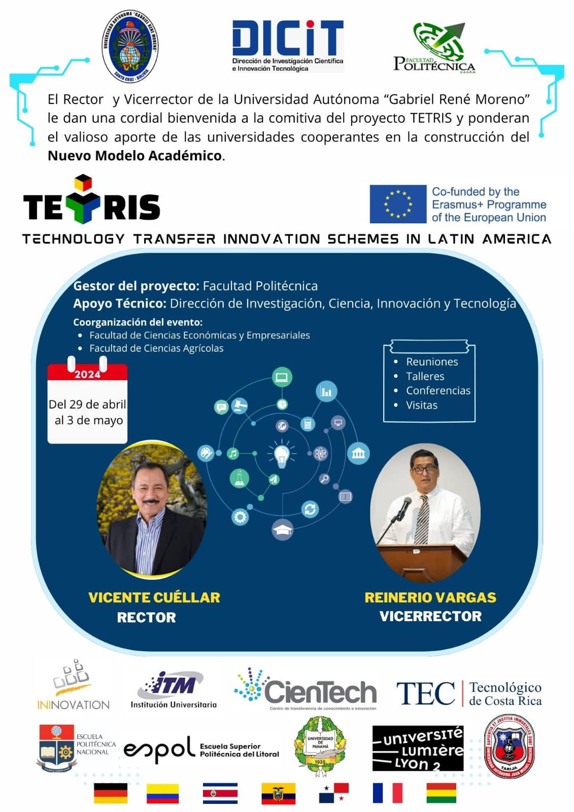Universidad Autónoma ‘Gabriel René Moreno’ recibe delegación internacional del proyecto TETRIS
